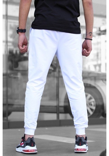 Madmext Beyaz Paçası Lastikli Erkek Eşofman 4821 Beyaz