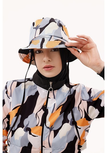 Desenli Bucket Şapka Rş-113 Pera Çiçek Siyah Siyah