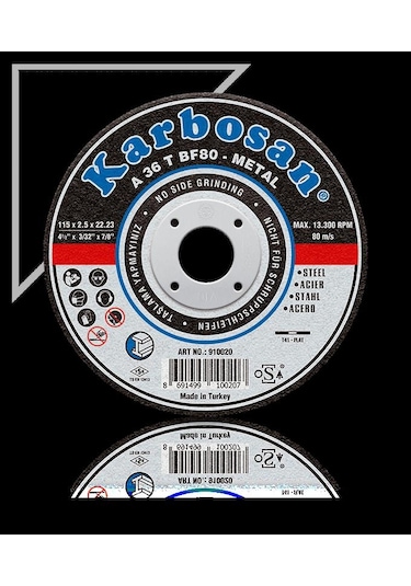 Karbosan Metal Kesme Kesici 115x3.0x22 20 Adet