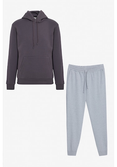 AC&Co / Altınyıldız Classics Erkek Pamuklu Standart Fit Normal Kesim Kapüşonlu Kanguru Cepli Eşofman Takımı Koyu Gri-Gri Melanj Koyu Gri - Gri Melanj AC&Co / Altınyıldız Classics Erkek Pamuklu Standart Fit Normal Kesim Kapüşonlu Kanguru Cepli Eşofman Takımı Koyu Gri-Gri Melanj Koyu Gri - Gri Melanj