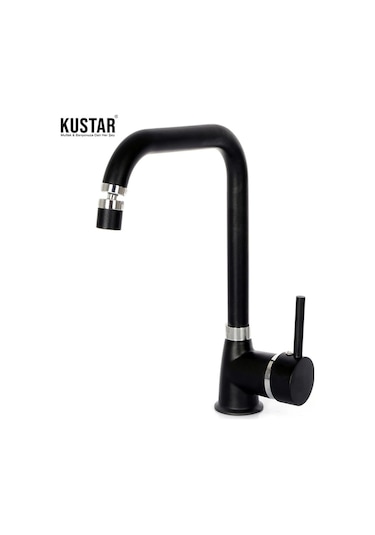 Kustar Varna Siyah Oynar Başlıklı Aç-Kapa Mutfak Eviye Bataryası