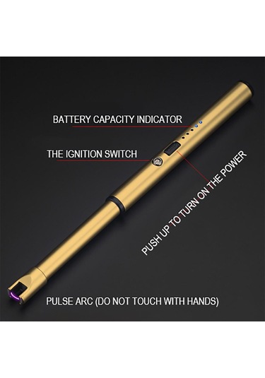 Altın Projektör Usb Şarj Ateşleyici Mutfak Ateşleyici Açık Barbekü Kamp Çakmağı Altın