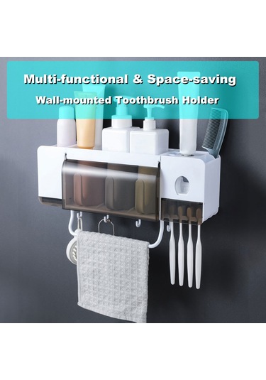 Geeksen "çok Amaçlı Duvar Askılı Diş Fırçası Ve Macun Sıkacağı - Banyo Organizer, Yer Tasarruflu Havlu Bardak Askısı" Diğer