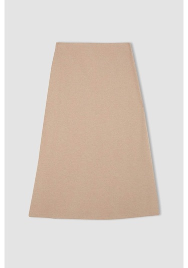 DeFacto A Kesim Esnek Belli Basic Düz Normal Bel Maxi Etek D5407AX24AUBG718 Bej