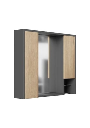 Karen Banyo Marmara 85 Banyo Dolabı Üst Modül, Aynalı Dolap Sonoma - Antrasit