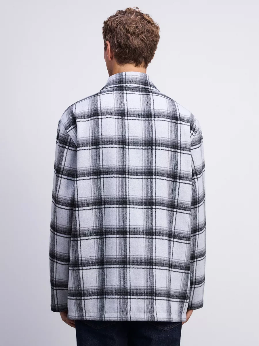 Zarına Kareli Baskılı, Fermuarlı, Mevsim Geçişi İçin Gömlek Ceket 246051626 Beyaz Pırlanta