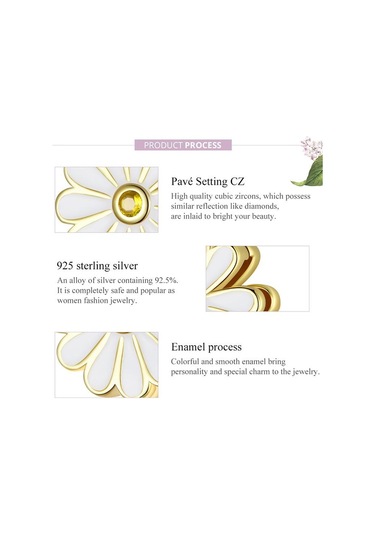 Bamoer Küçük Papatya Kare Delik Boncuk Takı Yapımı İçin Gerçek 925 Ayar Gümüş Göz Kamaştırıcı Kaplama Charm Orijinal Bilezik Bileklik Gümüş