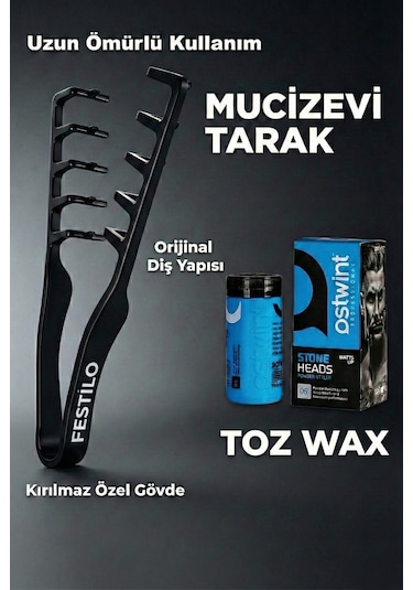 Mucizevi Tarak Toz Wax Seti 2 'li Hacim Veren Sabitleyen Set