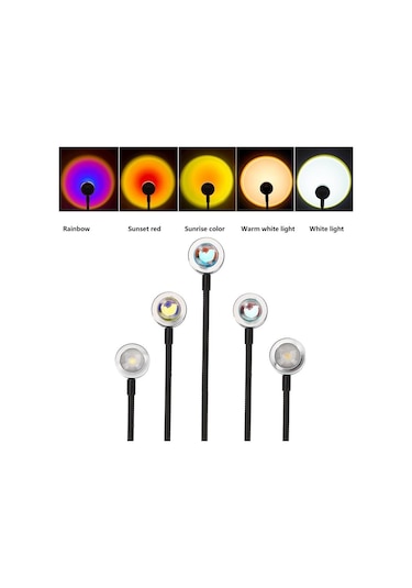 Beyaz Gün Batımı Lambası Usb Kahve Dükkanı Duvar Dekor Işıkları 28cm Çok Renkli