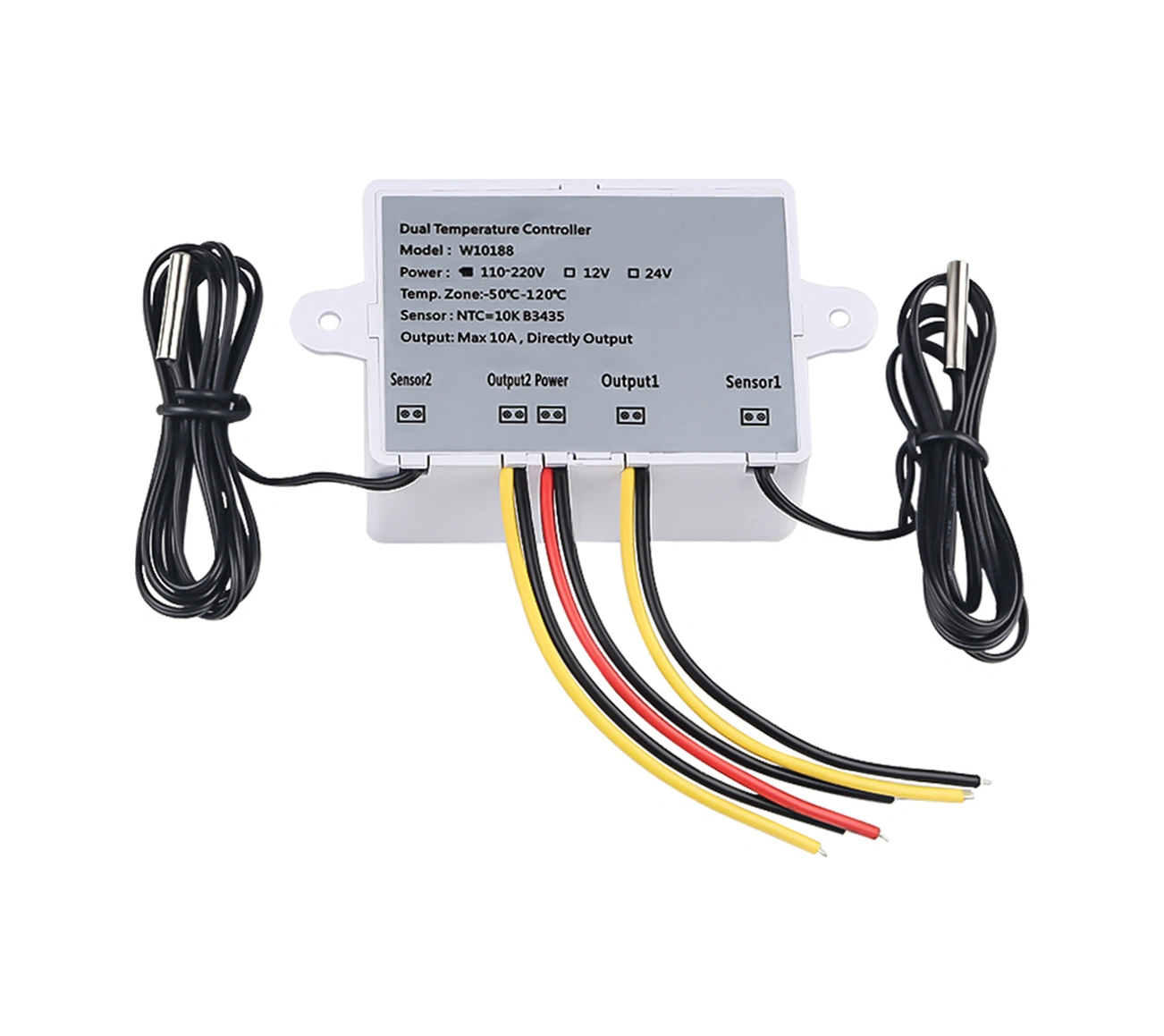 Skycity Xk-w1088 Akıllı Dijital Çift Kontrol Sıcaklık Regülatörü, Çift Ekranlı, Ayarlanabilir, Ac110-220v, 10a Röle, Su Geçirmez Sensörlü