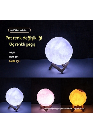 Ay Gece Lambasışarj Plug-in Yatak Odasıbaşı Ucu Gezegen Lambasıocuk 3d Baskılıay Lambasıdoğum Ünühediyesi Şarj Edilebilir 3