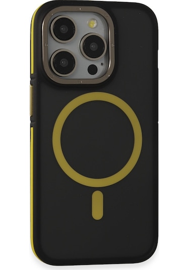 Joko iPhone 14 Pro Max Kılıf Rocky Magsafe Kapak Glblseme - 58 - Siyah-sarı