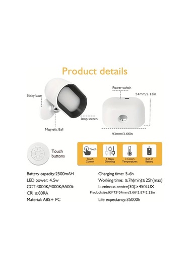 Honeybeeshop Siyah Modern Manyetik Duvar Lambasi Uzaktan Kumandali 360 Derece Doner Dokunmatik Rgb Renk Degisen Usb Sarjli Gece Lambasi Yatak Oturma Odasi Koridor Icin Siyah