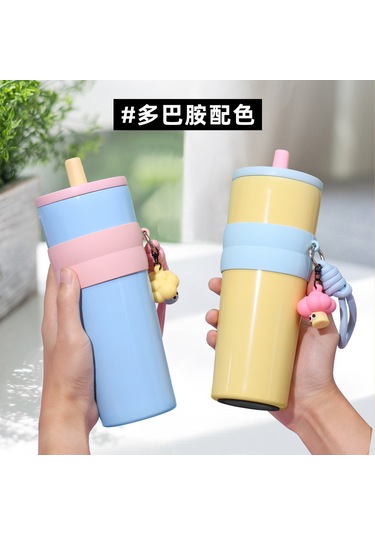 Hangfox 710ml 316 Paslanmaz Çelik Isı Yalıtımlı Matara, İçecekleri Saatlerce Sıcak/soğuk Tutar, Sürekli İçme Kamışı, Taşınabilir, Sızıntısız, Araba Fincan Tutucusuna Uygun Mavi Mavi