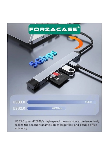 Type-c Usb Kart Okuyucu Sd/tf Usb 3.0 5gbps Veri Aktarımı Fc901