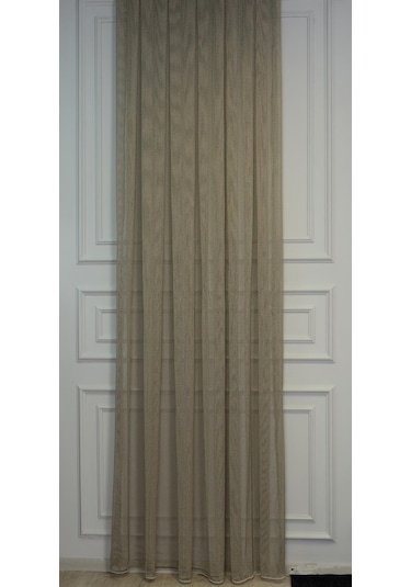 Murcia Dökümlü Tül Perde Pilesiz Bej