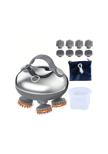 Fochsia Elektrikli Asılı İp Saç Kafa Derisi Masaj Aleti 5 İn 1 Yoğurma 96 Masaj Noktası Elde Taşınabilir Baş Kaşıyıcı Masaj Aleti Derin Saç Temizliği İçin Su Geçirmez Erkekler Babalar İçin Hediye White Silvery Altın