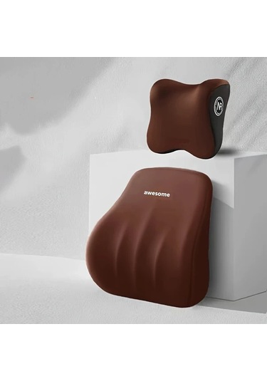 Xuweiwei Kahve Rengi Araç Koltukları İçin Başlık Desteği Ve Bel Destek Minderleri Hafıza Köpük Tasarımı İle Konforlu Sürüş