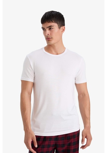 Defacto Premium Slim Fit Dar Kesim Bisiklet Yaka Kısa Kollu Modal Üst Z8085az25auwt83 Beyaz-wt83