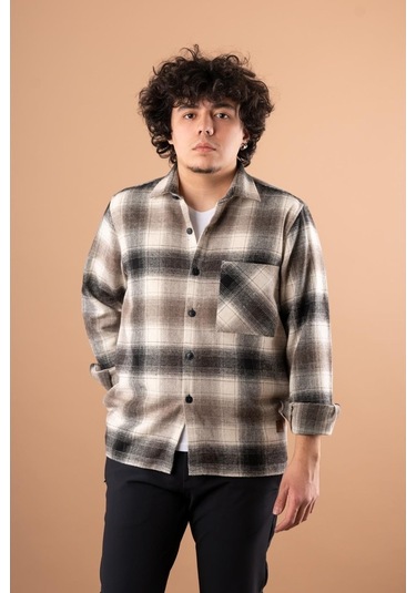 Bican Cepli Oversize Erkek Oduncu Gömlek