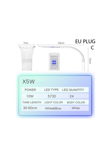 Silkroadselect Duoliang Shop C Stili Süper Ince Led Akvaryum Işığı Su Bitkileri Işık Büyütüyor Su Geçirmez Klipsli Lamba Çok Renkli