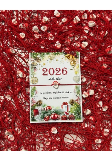Yılbaşı Yeni Yıl Dilek Bilekliği 2026 Özel Tasarım Kartlı Hediyelik 10 Adet