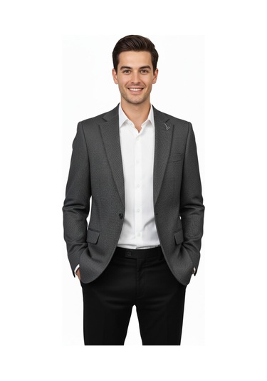 Erkek Tek Spor Ceket Çift Yırtmaçlı Bgl-st04982 Füme