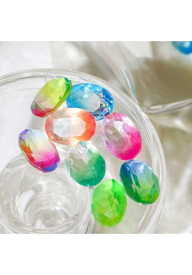 Yaozixa 100 Adet Gradient Pembe Oval Uçlu Reçine Tırnak Taşı - Dıy Buzlu Parlak Manikür Aksesuarı