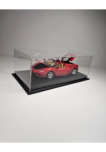 1:18 Model Araçlar İçin Siyah Deri Tabanlı Pleksi Case