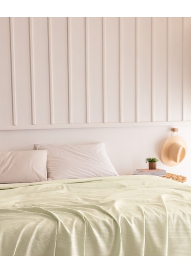 Mathilda King Size %100 Pamuk Karde Düz Pike - Mint Yeşili 8684427199206 Yeşil