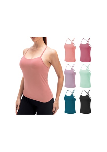 Kosona Kadınlar İçin Meşe Kırmızısı Yoga Spor Vücut Şekli Belirten Tayt - Çıkarılabilir Büst Pad Ve Kaymaz Arka Çapraz Askılı Kırmızı