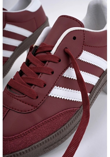 Muggo Jabbar Unisex Ortopedik Günlük Garantili Bağcıklı Yürüyüş Koşu Sneaker Spor Ayakkabı Bordo