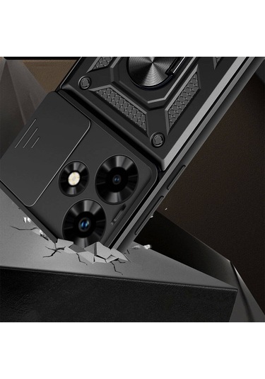 İnfinix Hot 30 Kılıf Kamera Koruma Sürgülü Antishock Magnetic Yüzüklü Standlı Kapak