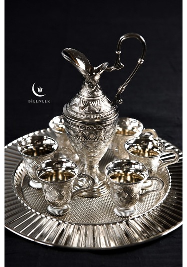 Lüks Gümüş Renkli Kaf Zemzem Takımı 8 Parça