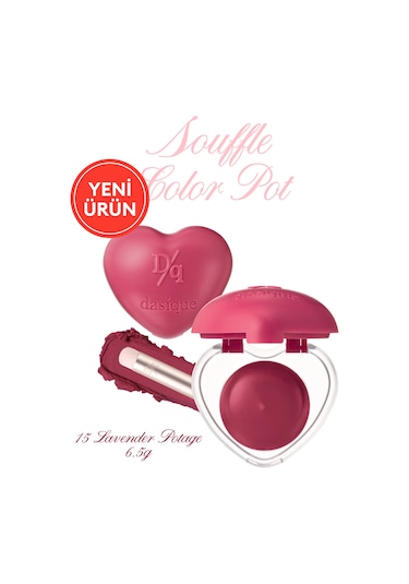 Dasique Kalp Tasarımlı Yoğun Pigmentli Köpük Yapılı Kadife Bitiş Sunan Ruj Souffle Color Pot 15 Lavender Potage 15 Lavender Potage