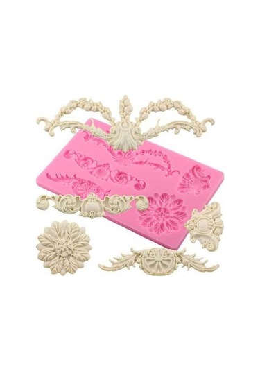 Dancemonkey Cf394 Kek Bordür Çiçekli Fondan Kalıp, Silikon - İçin Mükemmel Pembe