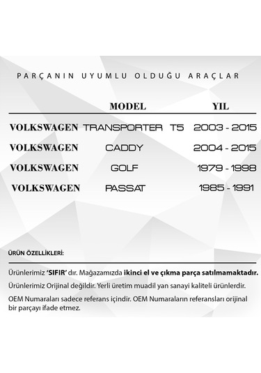 Volkswagen Golf, Caddy, Passat, Transporter T5 İçin Sürgülü Kapı Kilit Plastiği