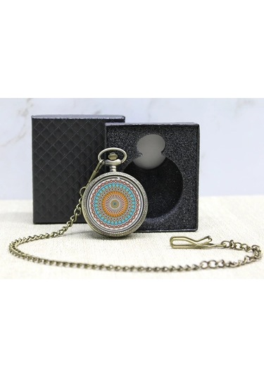 Özel Kutulu Mandala Deseni Köstekli Saat Alk4678