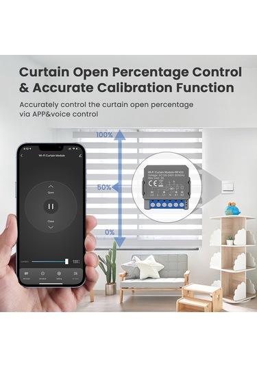Maiyame Akıllı Perde Kontrol Modülü - Tuya Wifi Ve Rf433 Radyo Kumanda İle Uzaktan Açma/kapama, 100-240v, 3a Yük Kapasitesi Tuya Wifi
