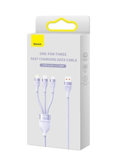 Novahub 66w 3in1 Super Quick Charge Kablosu - Honor & Huawei Uyumlu - 100w Destekli - 1.2m Uzunluğu - Mor