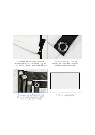 Suofeng 120 İnç 16:9 Elastan Kumaş Projeksiyon Ekranı - Katlanabilir, Taşınabilir Ve Kolay Kurulum