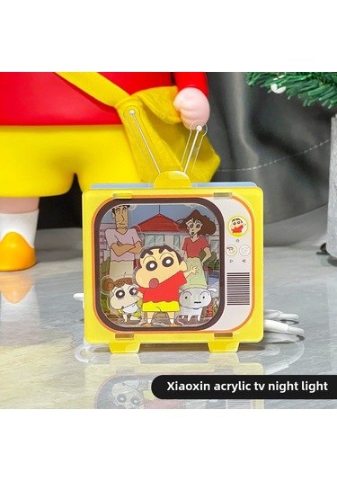 Reedark Shin-chan Akrilik Gece Lambası - Tv Desenli, Sarı Işık, Hediye Çantası İle - Öğrenci Odası Dekoru, Kado Hediyesi Diğer