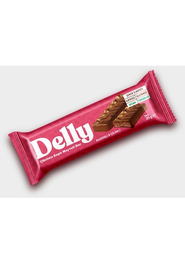 Delly Çikolata Kaplı Bademli Çilekli Meyveli Bar 12 x 35 G