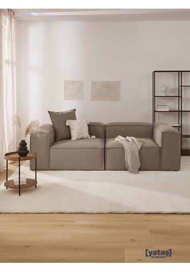 Most Mollis 2 Modül Kanepe Koltuk 10 Kahverengi Keten Kumaş Yumuş