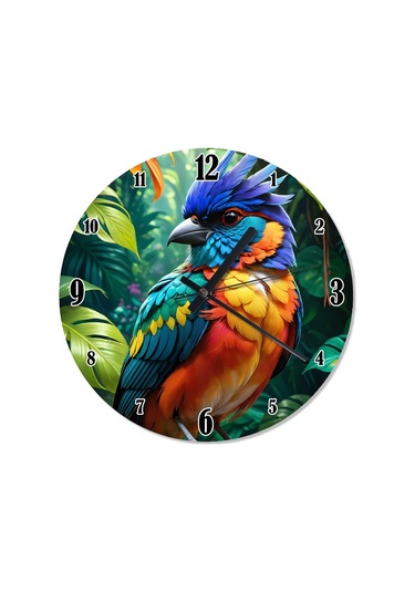 Sevimli Papağan Baskılı Duvar Saati