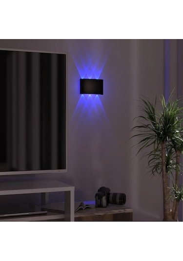 Çıft Yönlü 3lü Duvar Aplık Dekoratıf Dış Mekan Mavı Led Aydınlatma