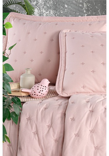 Clasy Aspendos Pudra Çift Kişilik Microfiber Yatak Örtüsü Pudra