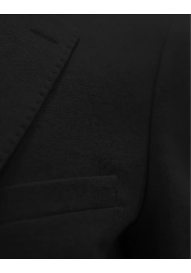 Uki Siyah Mono Yaka Klasik Ceket Siyah