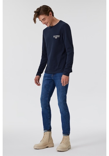 Lee Cooper Renzo Erkek O Yaka Uzun Kol T-Shirt Lacivertvert-15362 Lacivert