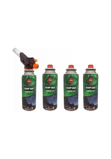 Mobee 4 Adet 227 Gr Gaz Kartuşlu Pürmüz Ve Çakmaklı Başlık Set Kamp Gazı Set 4 Lü Gaz Kartuşlu Pürmüz Yeşil